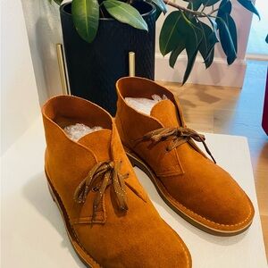 Clark’s Sz 11.5/45 Suede Desert Brown/Orange Boots Extreme Comfort Ortholite
